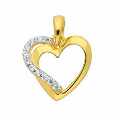 Ketten-Anhänger ADELIA´S "333 Gold Anhänger Herz mit Zirkonia", gold, Schmuckanhänger, Damen, Weißgold 333, mit Zirkonia Goldschmuck für Damen