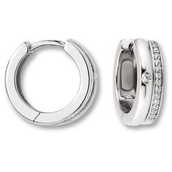 Paar Creolen ONE ELEMENT "Zirkonia Ohrringe Creolen aus 925 Silber", silber, Ohrringe, Damen, Damen,mit Zirkonia, Silber 925 (Sterlingsilber), Damen Silber Schmuck