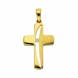 Kette mit Anhänger ADELIA´S "333 Gold Kreuz Zirkonia" Halsketten Gr. Gelbgold 333, goldfarben (gold) Damen Schmuckset - Set mit Halskette