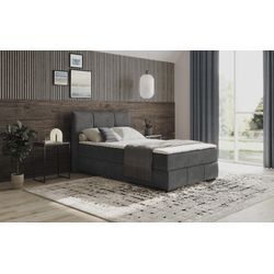 Boxbett INOSIGN "Brewdley mit Bettkasten, inkl. Matratze", grau (aqua clean pascha 214 anthrazit), B:145cm L:215cm, Polyester, Baumwolle, Komplettbetten, Topper und Zierkissen, in verschiedenen Härtegraden verfügbar