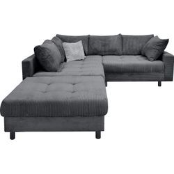 Ecksofa HOME AFFAIRE "Toni L-Form", grau (anthrazit), B:215cm H:44cm T:184cm, 100%Polyester, Sofas, Ottomane beidseitig montierbar, Federkern-Polsterung, Topseller