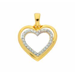 Ketten-Anhänger ADELIA´S "333 Gold Anhänger Herz mit Zirkonia", gold, Schmuckanhänger, Damen, Weißgold 333, mit Zirkonia Goldschmuck für Damen