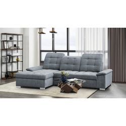 Ecksofa WERK2 "Carmen L-Form", grau, B:264cm H:105cm T:170cm, 95% Polyester, 5% Nylon, Sofas, Sofa, Eckcouch mit Schlaffunktion, Bettkasten, Sitztiefenverstellung, Topseller