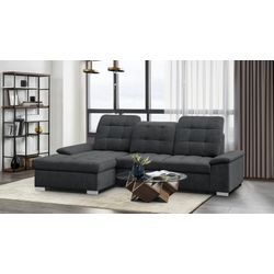 Ecksofa WERK2 "Carmen L-Form", grau (anthrazit), B:264cm H:105cm T:170cm, 95% Polyester, 5% Nylon, Sofas, Sofa, Eckcouch mit Schlaffunktion, Bettkasten, Sitztiefenverstellung