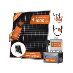 Solarway All In One 1000W Balkonkraftwerk komplett Solarpaket mit 1,6 kWh Anker Solix 2 PRO Speicher, Plug&Play