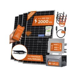 Solarway All In One 2000W Balkonkraftwerk komplett Solarpaket mit 1,6 kWh Anker Solix 2 PRO Speicher, Plug&Play