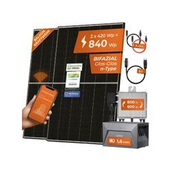 Solarway All In One 880W Balkonkraftwerk komplett Solarpaket mit 1,6 kWh Anker Solix 2 PRO Speicher, Plug&Play