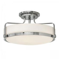 Elstead Lighting Harper Deckenleuchte Semi-Flush Medium 3-Light Chrom poliert Opalglas E27