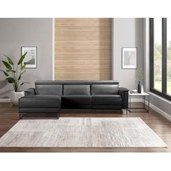 Ecksofa PLACES OF STYLE "Lund, L-Form, 261cm, man. o. elektr. Relaxfunktion (mit USB-A)", schwarz, B:261cm H:97cm T:179cm, Kunstleder 100% Polyurethan, Sofas, und Kopfteilverstellung
