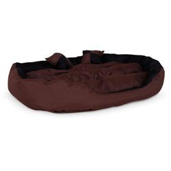 Lionto 4-in-1 Hundebett, Hundekissen, Hundekörbchen mit Wendekissen, schwarz/braun, Größe m