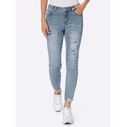 Bequeme Jeans HEINE Gr. 34, Normalgrößen, blau (blau, bleached) Damen,