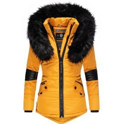 Winterjacke NAVAHOO "Nirvana", Damen, Gr. L (40), gelb (sonnengelb), Oberstoff: 100% Polyester, Futter: 100% Polyester, Wattierung: 100% Polyester, Ärmelfutter: 100% Polyester, Kunstpelz: 90% Polyacryl, 10% Polyester, modisch, figurbetont normal, Jacken, edle Steppjacke m. schwarzem Kunstpelzkragen