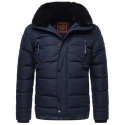 Steppjacke STONE HARBOUR "Witas" Gr. L (52), blau (navy), Herren, Obermaterial: 100% Polyester, Futter: 100% Polyester, Wattierung: 100% Polyester, Ärmelfutter: 100% Polyester, Kunstpelz: 100% Polyester, Jacken, gesteppte Herren Winterjacke mit abnehmbarer Kapuze