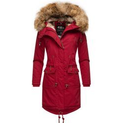 Wintermantel NAVAHOO "Rosinchen" Gr. S (36), rot (blutrot) Damen Mäntel stylischer Winter Baumwollparka mit Kunstfell