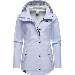 Regenjacke RAGWEAR "YM-Marge", Damen, Gr. L (40), blau (himmelblau), Obermaterial: 100% Polyester; Innenfutter: 100% Polyester, casual, tailliert Po-bedeckend, Langarm Ärmel ohne Ärmelschlitz normaler Saum, Jacken, stylische Übergangsjacke mit großer Kapuze