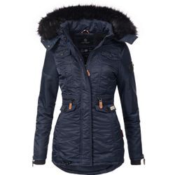 Steppmantel NAVAHOO "Schätzchen" Gr. L (40), blau Damen Mäntel warmer Winterparka mit Kunstfellkapuze