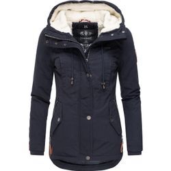 Winterjacke MARIKOO "Bikoo" Gr. L (40), blau, Damen, Oberstoff: 100% Baumwolle, Futter: Polyester, Wattierung: Ärmelfutter: Jacken sportliche Damen Outdoor Baumwolljacke mit Kapuze