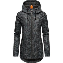 Outdoorjacke RAGWEAR "Zuzka Ikat" Gr. M (38), schwarz Damen Jacken stylische Übergangsjacke mit großer Kapuze