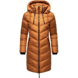 Wintermantel MARIKOO "Armasa" Gr. S (36), braun (zimt), Damen, Oberstoff: 100% Polyester, Futter: 100% Polyester, Wattierung: 100% Polyester, Ärmelfutter: 100% Polyester, Mäntel, modischer Damen Winter Steppmantel mit Kapuze