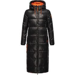 Steppmantel NAVAHOO "Schmuseengel" Gr. L (40), schwarz Damen Mäntel Lange warm gefütterte Winter Steppjacke mit Kontrastdetails