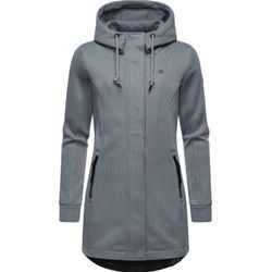 Kapuzensweatjacke RAGWEAR "Letti Bonded" Gr. 4XL (48), grau Damen Sweatjacken Sportliche Kapuzenjacke in Feinstrick-Optik