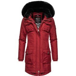 Wintermantel NAVAHOO "Tiniis", Damen, Gr. M (38), rot (blutrot), Oberstoff: 56% Nylon, 44% Polyester, Futter: 100% Polyester, Wattierung: 100% Polyester, Ärmelfutter: 100% Polyester, Kunstpelz: 90% Polyacryl, 10% Polyester, modisch, figurbetont ca. Mitte Oberschenkel, Mäntel, Parka mit abnehmbarer Kapuze und extra Einkaufstasche