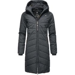 Steppmantel RAGWEAR "Dizzie Coat Print" Gr. S (36), grau (dunkelgrau) Damen Mäntel stylischer, gesteppter Winterparka mit Kapuze