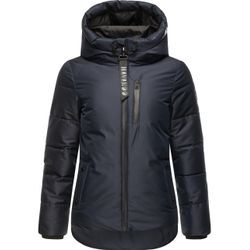 Steppjacke NAVAHOO "Krümelein", Damen, Gr. L (40), blau (navy), Oberstoff: 100% Polyester, Futter: 100% Polyester, Wattierung: 100% Polyester, Ärmelfutter: 100% Polyester, modisch, figurumspielend Po-bedeckend, hoch geschlossener Ausschnitt, Langarm Ärmel ohne Ärmelschlitz Rippstrickbündchen, Jacken, stylische Damen Winterjacke mit dezenter Steppung