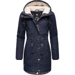 Winterjacke RAGWEAR "YM-Canny", Damen, Gr. L (40), blau (royalblau), Außenmaterial: 65% Polyester, 35% Baumwolle, Innenfutter: 100% Polyester, Wattierung: 100% Polyester, casual, tailliert Po-bedeckend, Langarm verstellbar Rippstrickbündchen mit Druckknöpfen,verstellbar, Jacken, stylischer Damen Kurzmantel Parka mit Kapuze