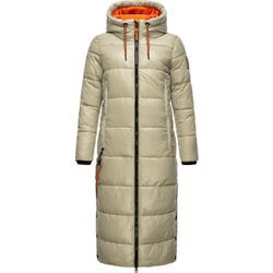 Steppmantel NAVAHOO "Schmuseengel" Gr. L (40), grau (kieselgrau) Damen Mäntel Lange warm gefütterte Winter Steppjacke mit Kontrastdetails