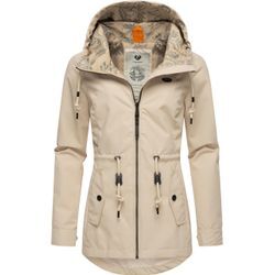 Outdoorjacke RAGWEAR "Monadis", Damen, Gr. XL (42), beige (sandstein), Obermaterial: 100% Polyester, Innenfutter: 100% Polyester, casual, figurbetont Po-bedeckend, Langarm Ärmel ohne Ärmelschlitz normaler Saum mit Druckknopf, Jacken, Leichte Damen Übergangsjacke mit wasserdichtem Obermaterial