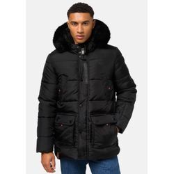 Steppjacke STONE HARBOUR "Mironoo", Herren, Gr. L (52), schwarz, Oberstoff: 100% Polyester, Futter: 100% Polyester, Wattierung: 100% Polyester, Ärmelfutter: 100% Polyester, Kunstpelz: 100% Polyester, modisch, gerade hüftbedeckend, hoch geschlossener Ausschnitt, Jacken, stylische Outdoorjacke mit großer Kapuze