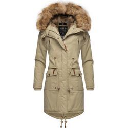 Wintermantel NAVAHOO "Rosinchen" Gr. M (38), grau (kieselgrau), Damen, Oberstoff: 100% Baumwolle, Futter: 100% Polyester, Wattierung: 100% Polyester, Ärmelfutter: 100% Polyester, Kunstpelz: 90% Polyacryl, 10% Polyester, Mäntel, stylischer Damen Winter Baumwollparka mit Kunstfell