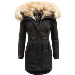 Wintermantel NAVAHOO "Bombii" Gr. L (40), schwarz Damen Mäntel stylischer Winterparka mit Kunstfell-Kapuze