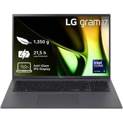 LG Business-Notebook "Gram 17" Ultralight Laptop, IPS-Display, 8 GB RAM, Windows 11 Home", grau, 8 GB RAM 512 GB SSD, Core Ultra 5, Windows 11 Home, Notebooks, 17Z90S-G.AR56G, 2024