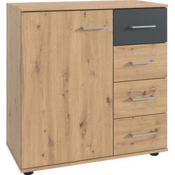 Kombikommode WIMEX "Taiga", grau (artisan eiche nachbildung, graphit), B:81cm H:83cm T:41cm, Spanplatte, Sideboards, 1 türig und 4 Schubladen