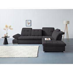 Ecksofa COTTA "Holiday L-Form" Sofas Gr. B/H/T: 310cm x 86cm x 265cm, Luxus-Microfaser, Ottomane rechts, ohne Bettfunktion-ohne Bettkasten-mit Kopfteilverstellung-mit Armteilverstellung-mit Sitztiefenverstellung, schwarz Sitztiefenverstellung, wahlweise mit Bettfunktion inkl. Bettkasten