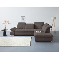 Ecksofa COTTA "Holiday L-Form", schwarz (charcoal), Sofas, B/H/T: 310cm x 86cm x 265cm, Luxus-Microfaser, Ottomane rechts, mit Bettfunktion-mit Schubkasten-mit Kopfteilverstellung-mit Armteilverstellung-mit Sitztiefenverstellung, 100% Polyester Sitztiefenverstellung, wahlweise mit Bettfunktion inkl. Bettkasten