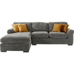 Ecksofa HOME AFFAIRE "Broughton L-Form", grau, B:279cm H:92cm T:178cm, 100% Polyester, Sofas, weicher Sitzkomfort, incl. 4 Zierkissen, Keder