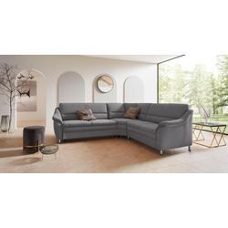 Ecksofa PLACES OF STYLE "Cardoso L-Form", grau, B:260cm H:90cm T:230cm, Luxus-Microfaser ALTARA NUBUCK (100% Polyester), Luxus-Microfaser weich (90% Polyester, 10% Polyamid), Struktur (52%Polyester, 35% Acryl, 13%Cotton), Luxus-Microfaser Lederoptik (100% Polyester), Sofas, mit Trapezecke für mehr Sitzkomfort, wahlweise auch mit Bettfunktion