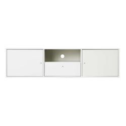 TV-Board HAMMEL FURNITURE "Mistral Fernsehschrank, Medienmöbel, Hängend", weiß, B:161,5cm H:41,6cm T:45cm, Massivholz, MDF, Spanplatte, Sideboards, Türen mit Akustikstoff, Schublade, Lowboard, B: 161,5 cm