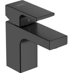 Waschtischarmatur HANSGROHE "Vernis Shape", schwarz (mattschwarz), H:12,7cm T:11,1cm, Armaturen, 7cm, mit isolierter Wasserführung und Zugstangen-Ablauf