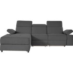 Ecksofa PLACES OF STYLE "Kilado, L-Form", grau (anthrazit), B:259cm H:98cm T:163cm, Struktur fein (95% Polyester 5%Nylon), Sofas, mit Relaxfunktion, verstellbarer Armlehne, Kopfteilverstellung