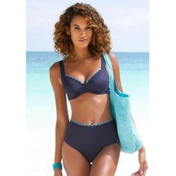 Bügel-Bikini-Top LASCANA "Camilla" Gr. 36, Cup B, blau (marine), Damen, Polyamid, unifarben, Bikini-Oberteile, mit kontrastfarbenem Detail