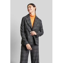 Kurzblazer BUGATTI, Damen, Gr. 38, grau (dunkelgrau), 63% Polyester, 34% Viskose, 3% Elasthan, kariert, casual, normal, Langarm gerader Abschluss, Blazer, mit viel Bewegungsfreiheit