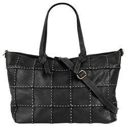 Shopper SAMANTHA LOOK, Damen, Gr. B/H/T: 48cm x 30cm x 13cm onesize, schwarz, Leder, unifarben, leicht glänzend, Taschen, echt Leder, Made in Italy