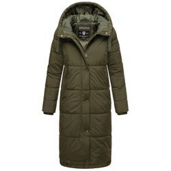 Winterjacke MARIKOO "Soranaa" Gr. M, grün (schwarz olive) Damen Jacken langer Winter Mantel mit Kapuze