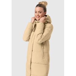 Winterjacke MARIKOO "Soranaa" Gr. L, beige Damen Jacken langer Winter Mantel mit Kapuze