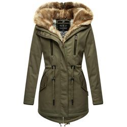 Winterjacke NAVAHOO "Diamond", Damen, Gr. M, grün, Obermaterial: 100% Baumwolle; Innenmaterial: 100% Polyester; Kunstfell: 100% Polyacryl, Jacken, Designer Winterjacke mit Teddyfell gefüttert