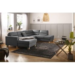 Wohnlandschaft HOME AFFAIRE "Navan, U-Form", grau (dunkelgrau), B:313cm H:85cm, Sofas, Wohnlandschaft, wahlweise mit Bettfunktion und Kopfstütze